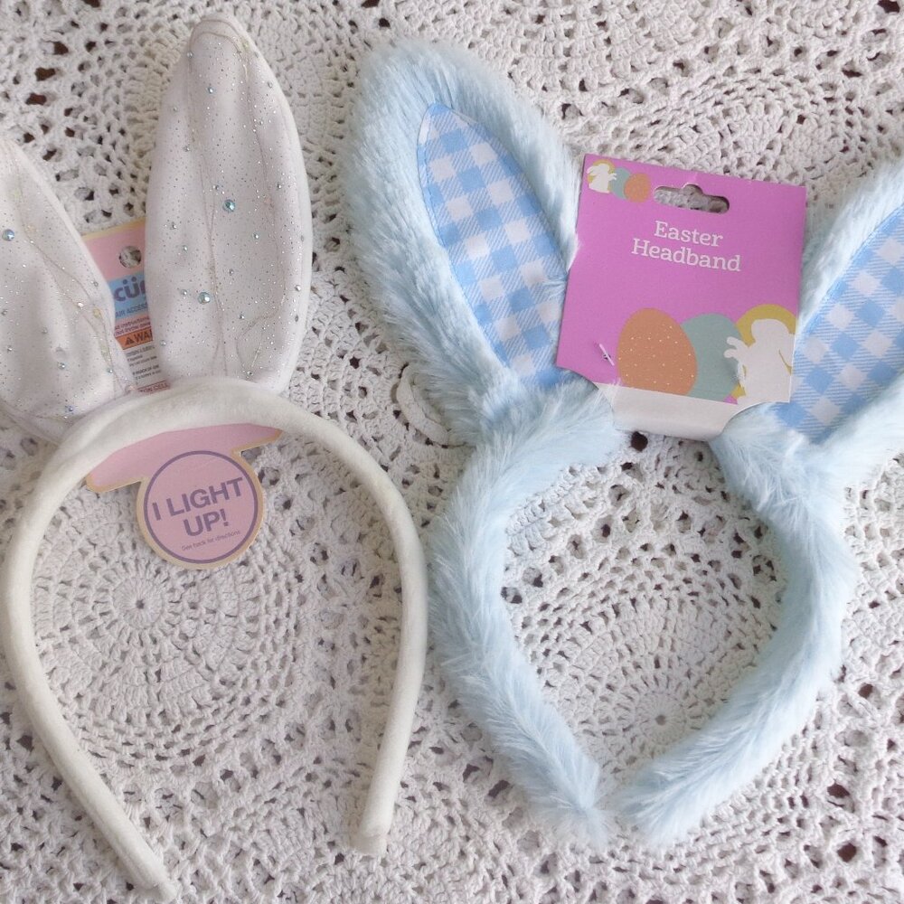 Childs Plush Easter Bunny Ears Headbands Pair Dan Dee & Light Up NWT - Picture 2 of 7
